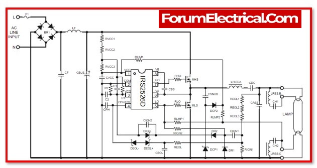 circuit diagram of electronic ballast