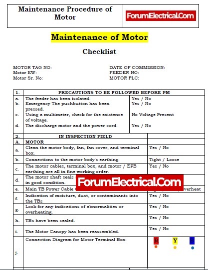 Electric Motor Preventive Maintenance Checklist Excel - Infoupdate.org