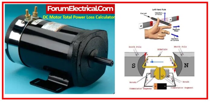 DC Motor Total Power Loss Calculator
