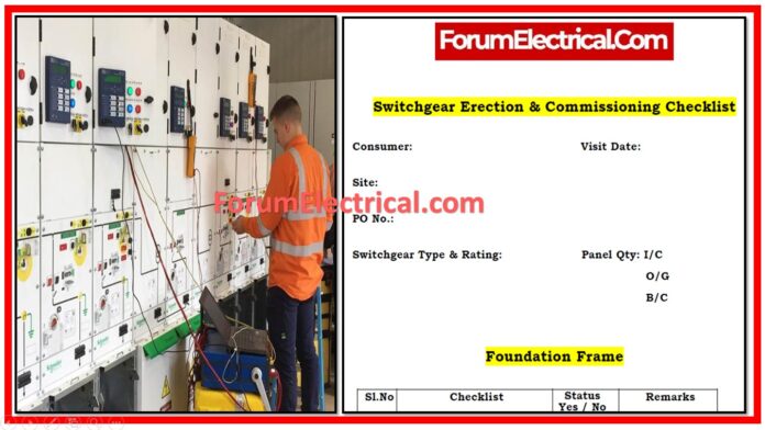 Switchgear Erection & Commissioning Checklist