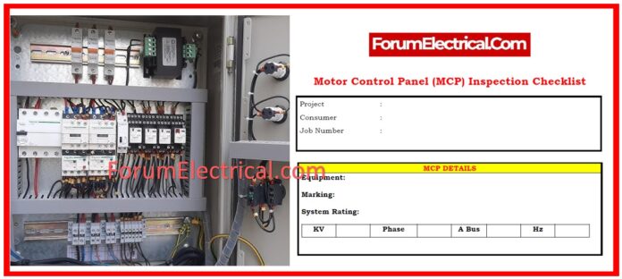 Motor Control Panel (MCP) Inspection Checklist