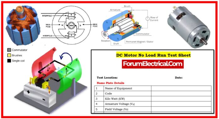 DC Motor No-Load Run Test Procedure and Checklist