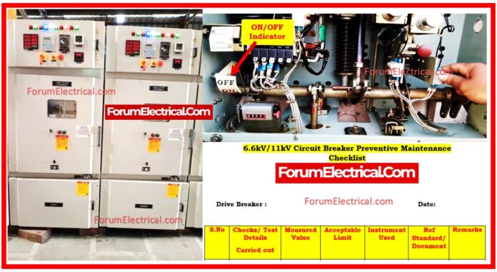 6.6 KV/11 KV Circuit Breaker Preventive Maintenance Checklist