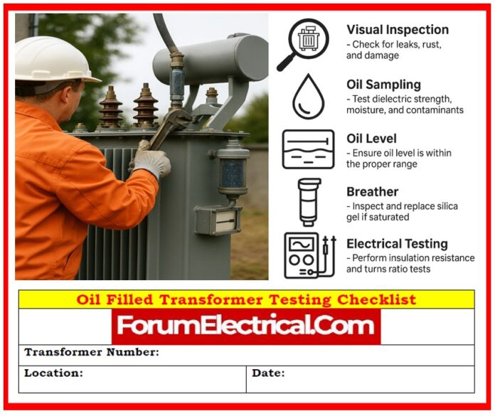 Oil Filled Transformer Testing Checklist