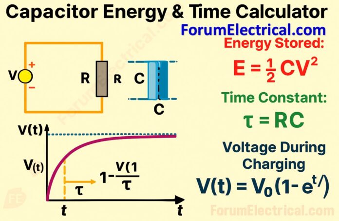 Capacitor Energy & Time Calculator