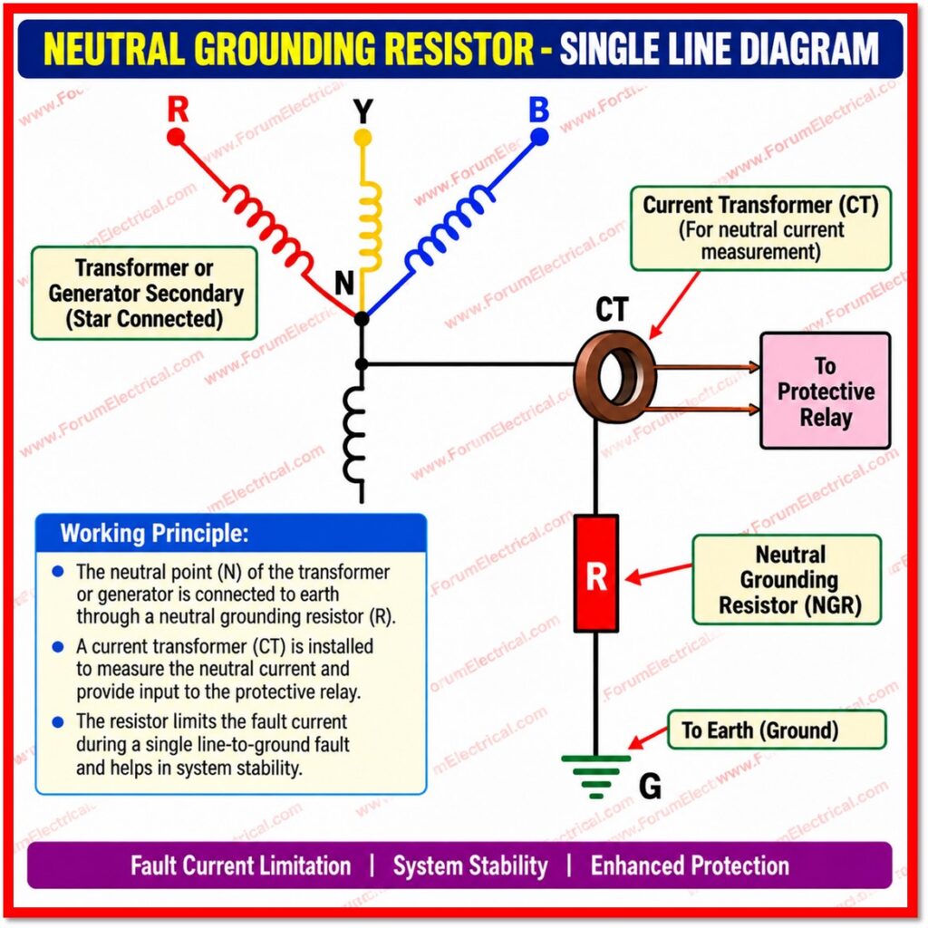 Neutral Grounding Resistor (NGR) Single Line Diagram (SLD)