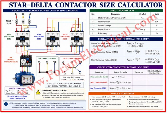 Star-Delta Contactor Size Calculator