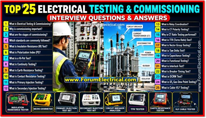 Top 25 Electrical Testing & Commissioning Interview Questions and Answers