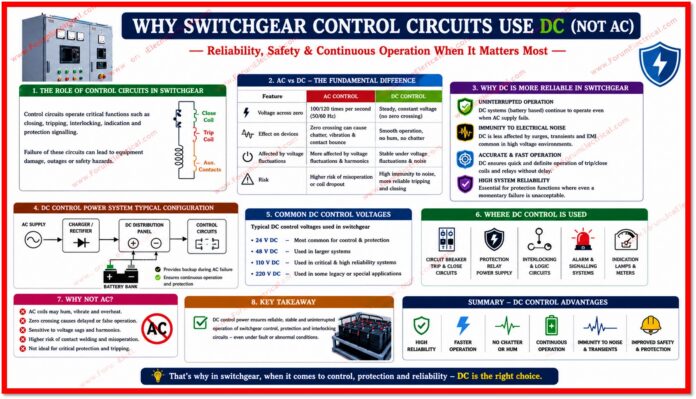 Why Switchgear Control Circuits use DC (Not AC)?