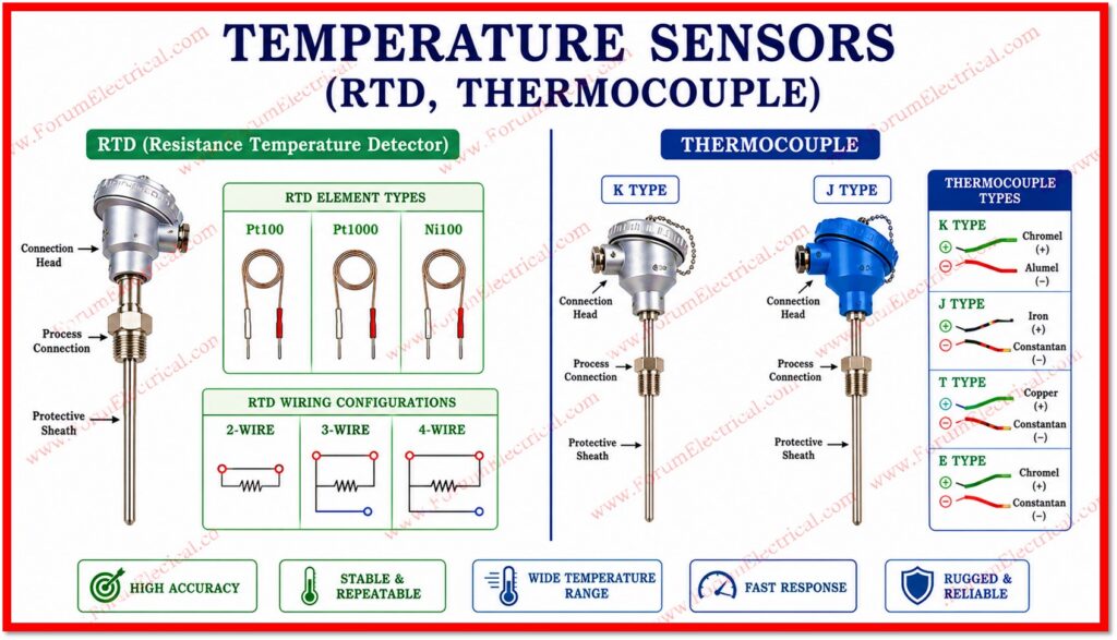 Temperature Sensors (RTD, Thermocouple)