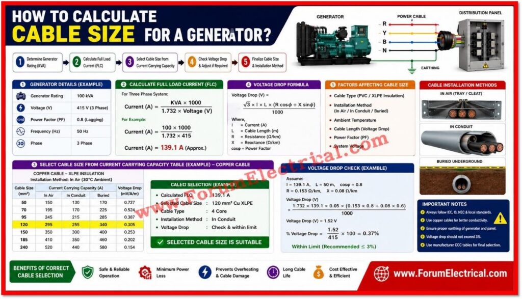 Cable Size for a Generator