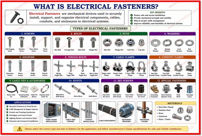 What is an Electrical Fastener? Explain Types of Electrical Fasteners What is an Electrical Fastener? Explain Types of Electrical Fasteners