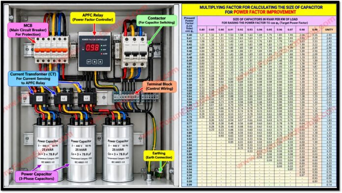Capacitor Chart for Power Factor Correction
