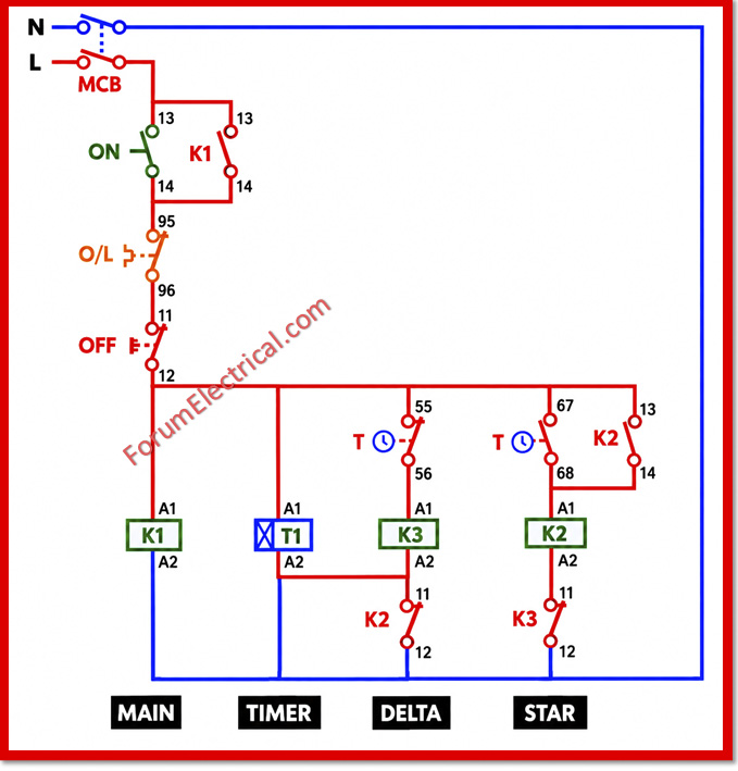STAR-DELTA STARTER CIRCUIT DIAGRAM