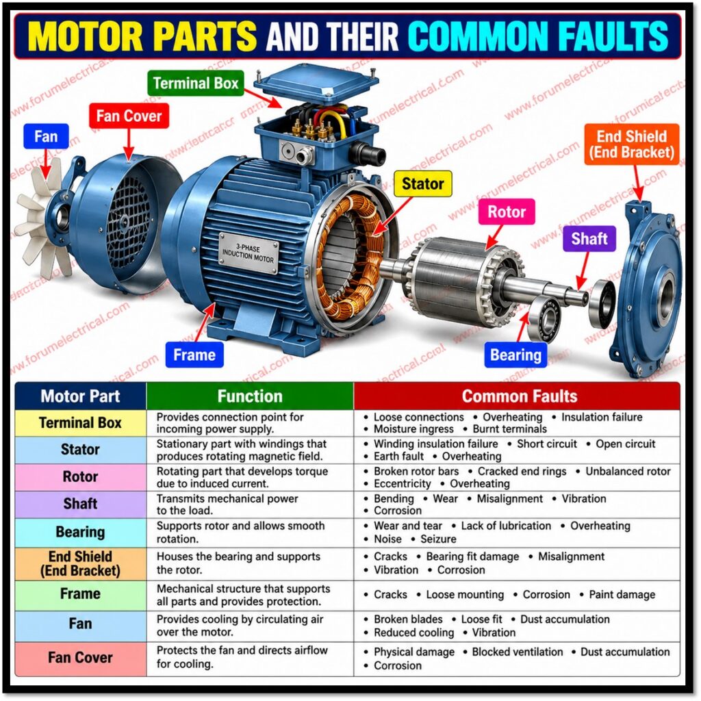 Motor Parts and their Common Faults