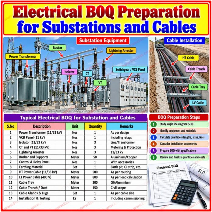 Electrical BOQ Preparation for Substations and Cables