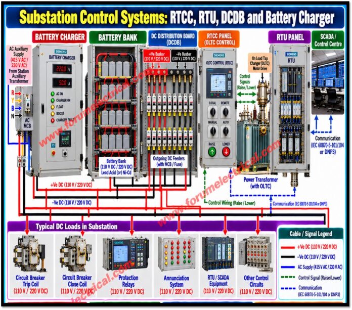 Substation Control Systems: RTCC, RTU, DCDB and Battery Charger