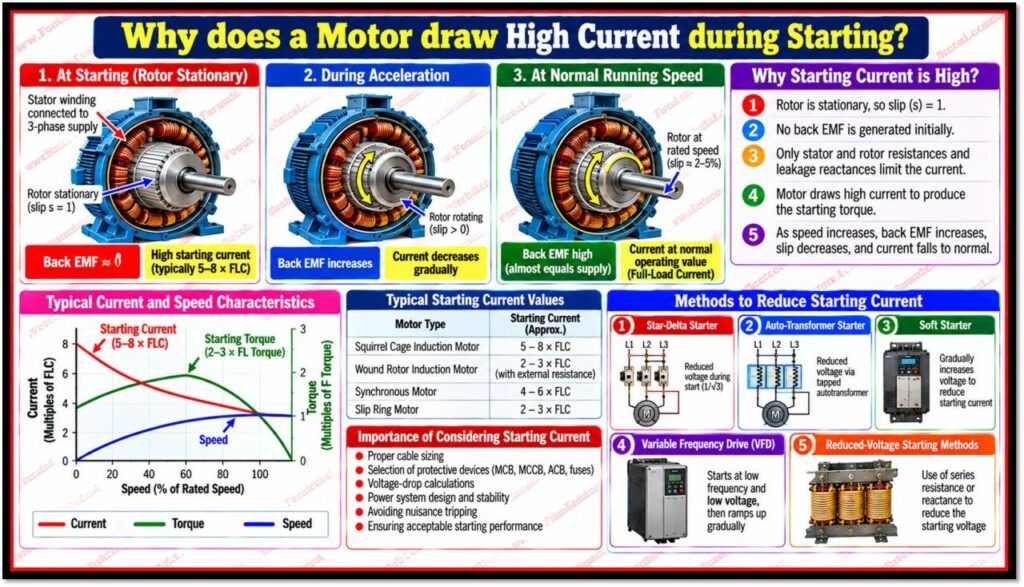 Why does a Motor draw High Current during Starting?