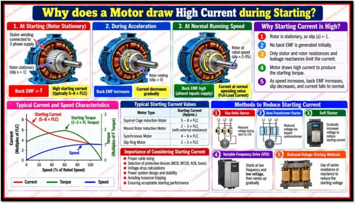 Why does a Motor draw High Current during Starting? Why does a Motor draw High Current during Starting?